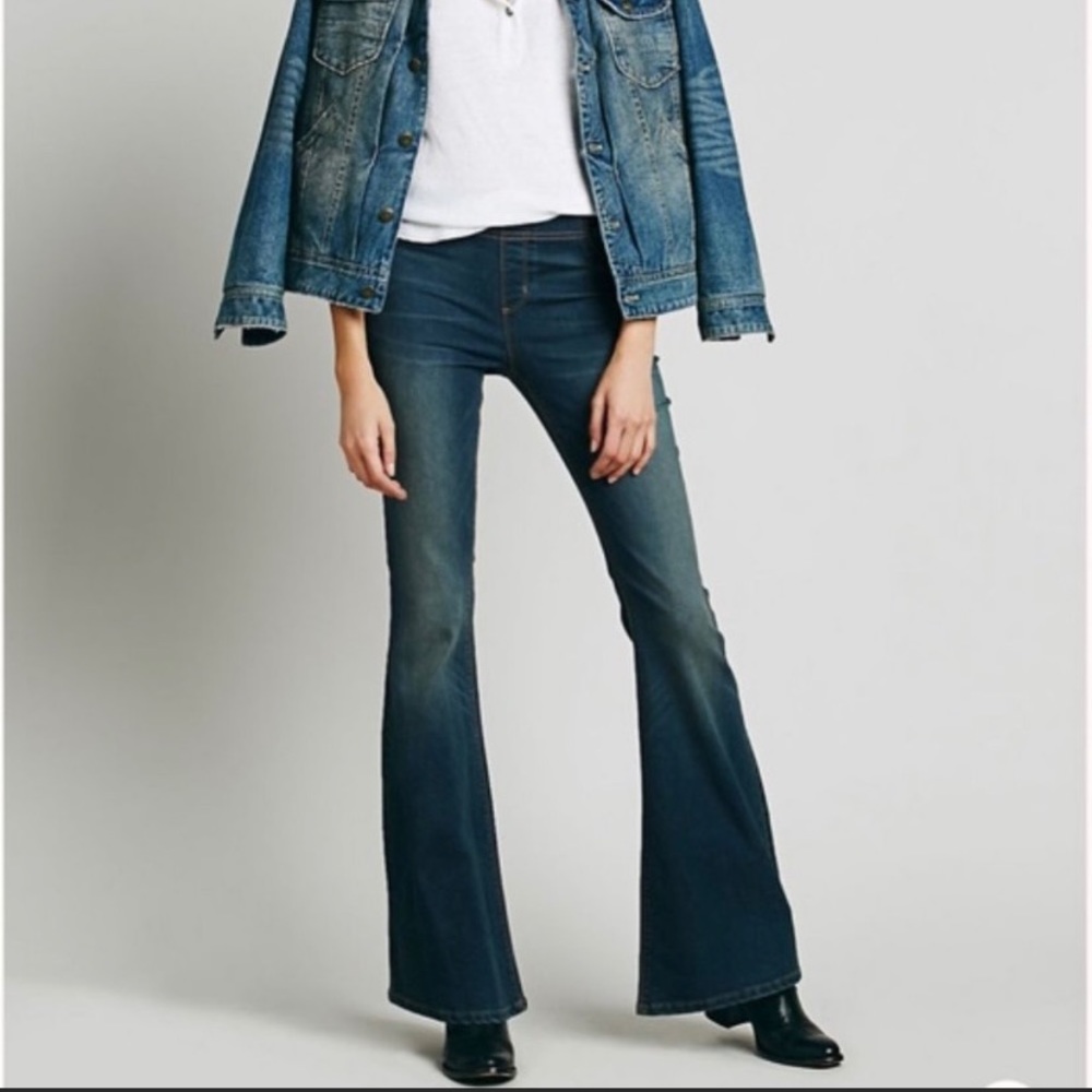 Free People Dark Blue Flare Jeans